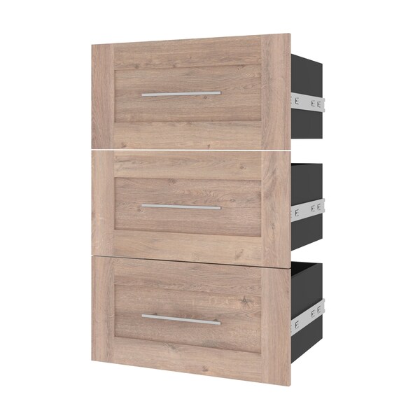 Bestar Pur 3 Drawer Set for Pur 25W Shelving Unit in rustic brown 26163-000009 - main